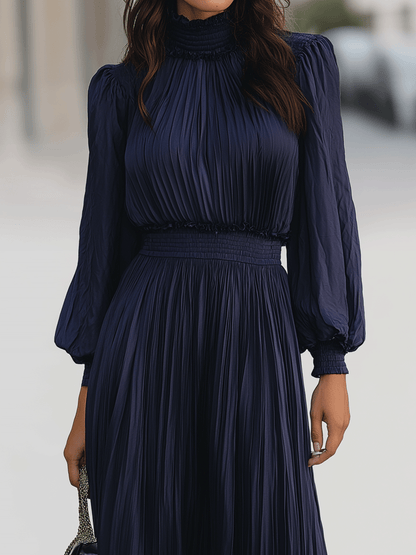 Midnight Pleated Chiffon Maxi Dress