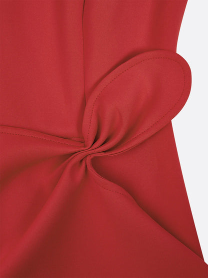 Red Sleeveless Midi Elegant A-line Dress