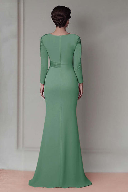 Blush Lace Sheath Mother Of The Bride Dress with Long Sleeves