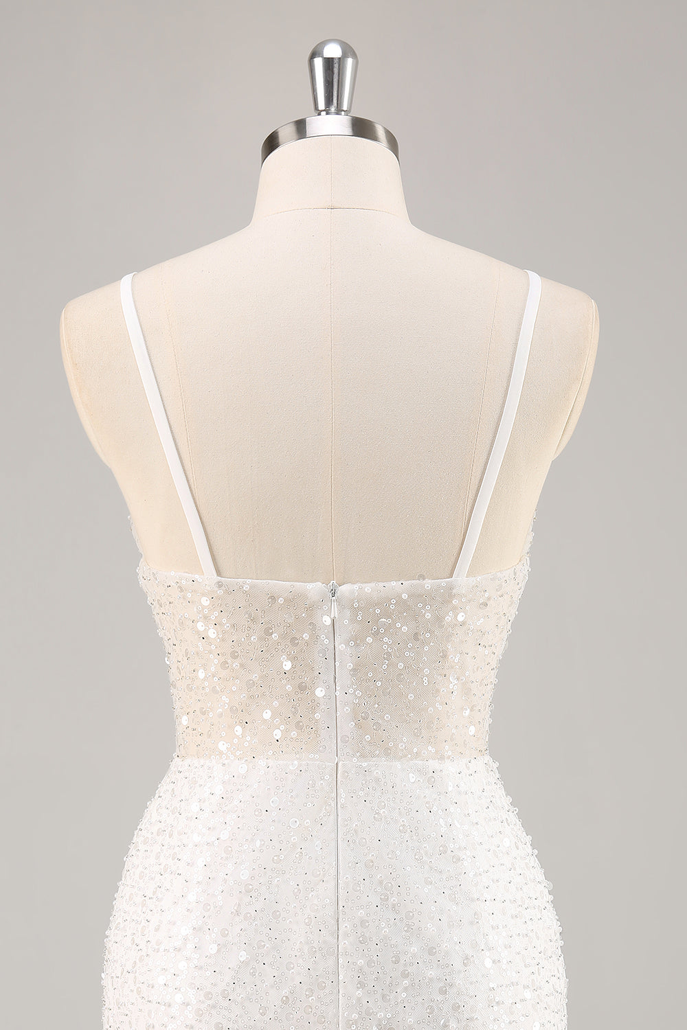 Sparkly White Deep V-Neck Mini Sheath Graduation Dress Wedding Dress