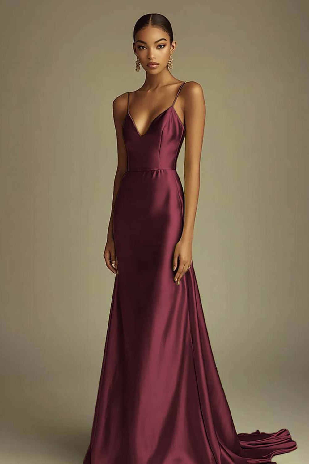 Lemon Green Mermaid Satin Simple Formal Dress