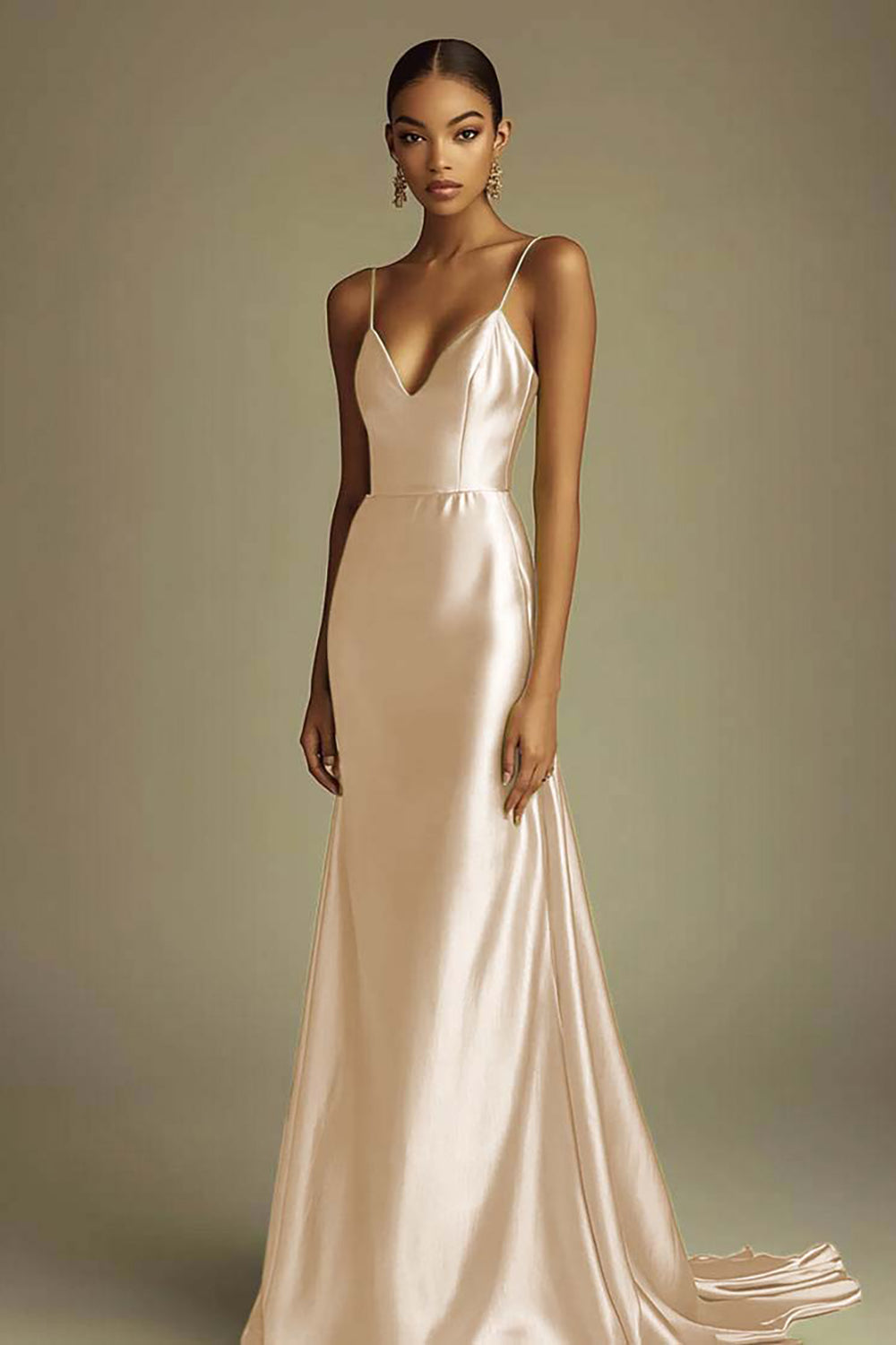 Lemon Green Mermaid Satin Simple Formal Dress