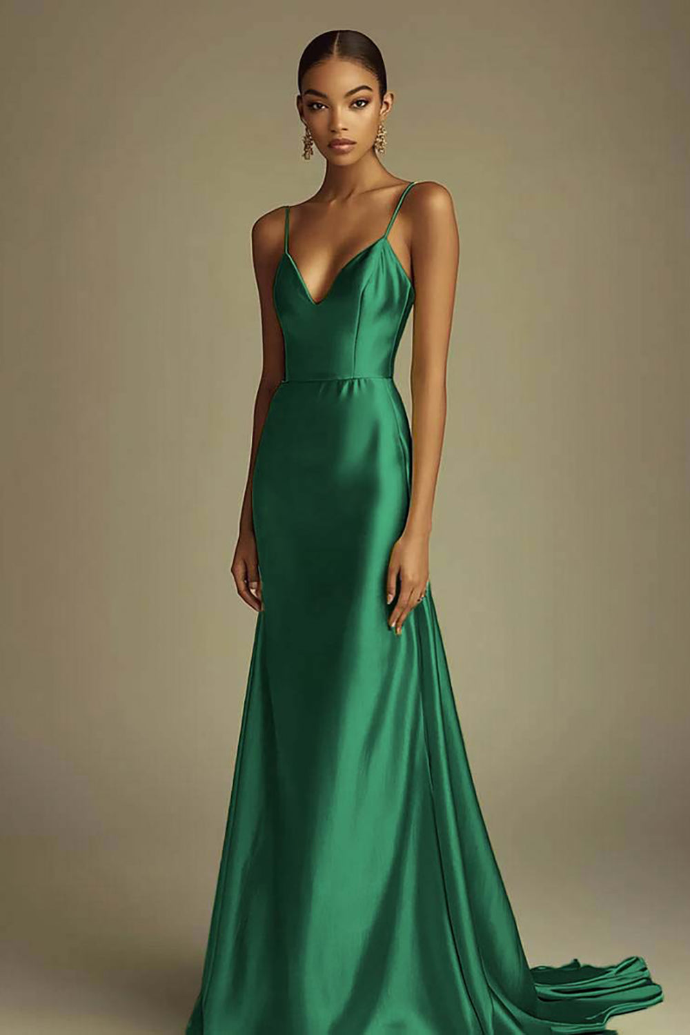 Lemon Green Mermaid Satin Simple Formal Dress