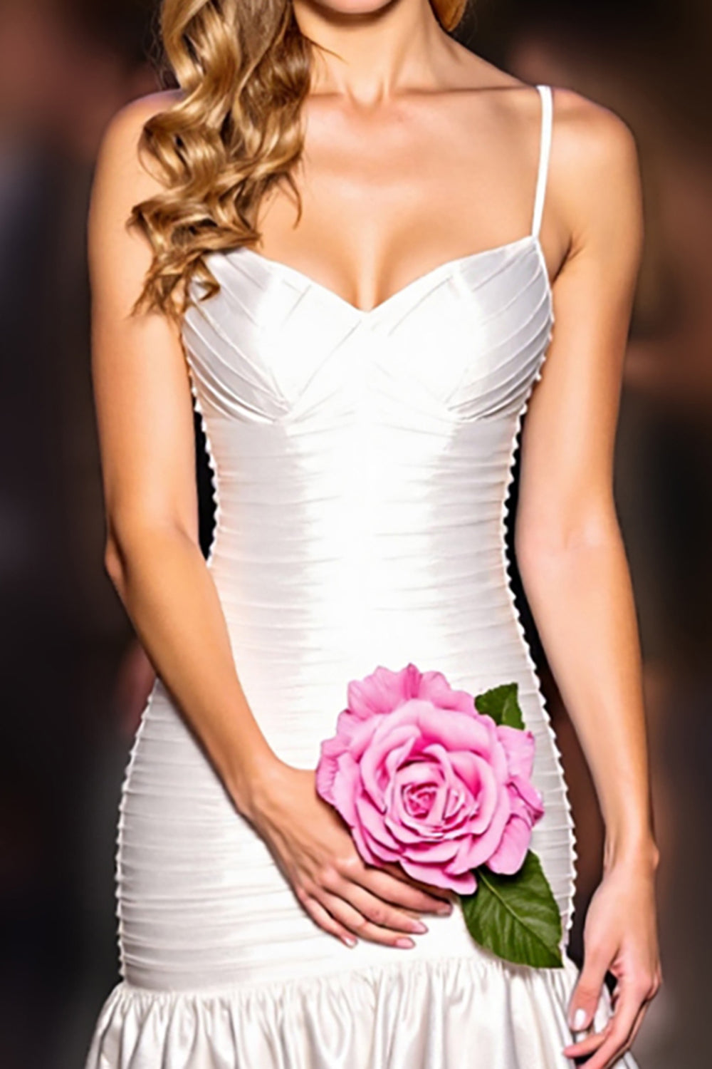 White Tight Spaghetti Straps Ruffled Short Homecoming Dress