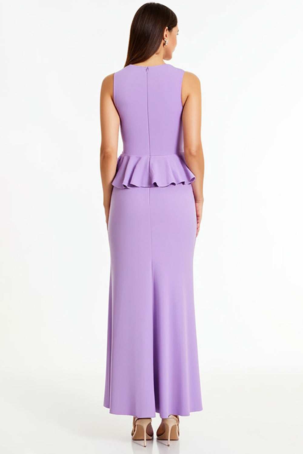 Lilac Sheath Long Formal Dress with Ruffles