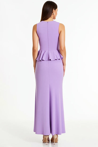 Lilac Sheath Long Formal Dress with Ruffles