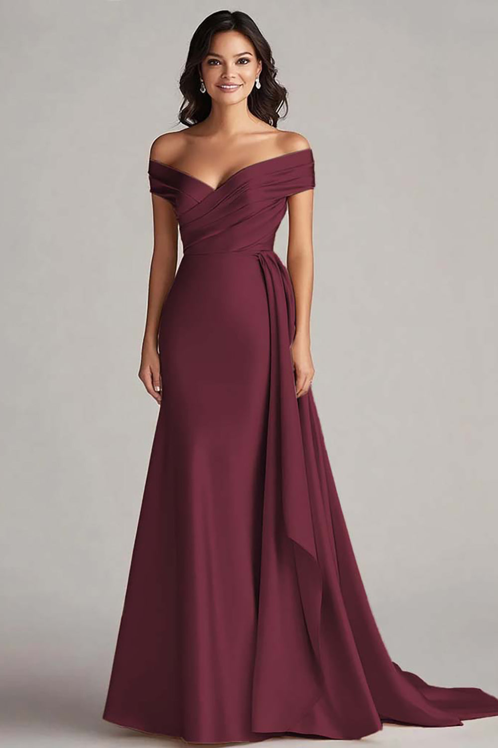 Off The Shoulder Champagne Long Formal Dress