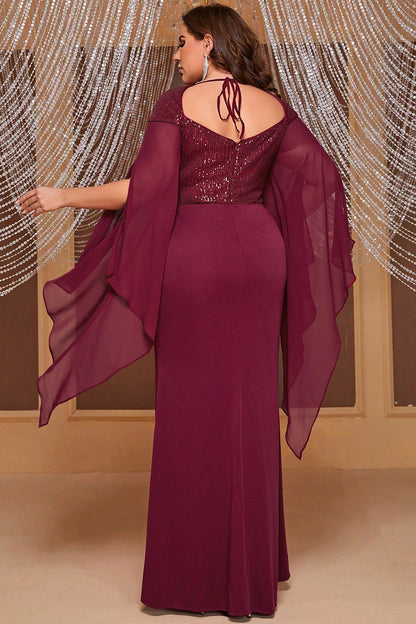 Sparkly Black Mermaid Long Mother of the Bride Dresswith Slit