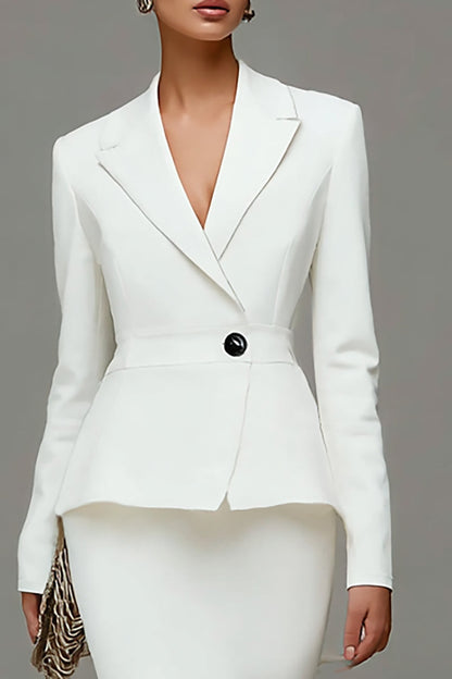Mermaid Ivory 2 Piece Work Dress with Ruffles