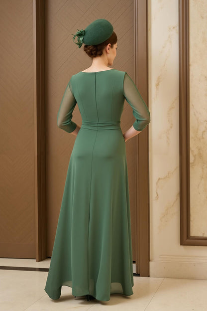 Dark Green A Line Ruched Chiffon Mother of the Bride Dress