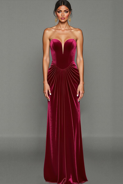 Cabernet Mermaid Strapless Long Formal Dress