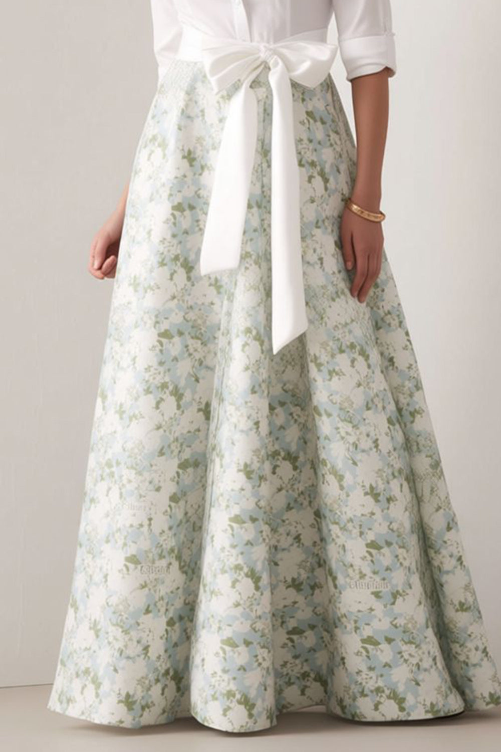 Royal Blue A-Line Floral Half Sleeves Long Mother Of The Bride Dress with Sash