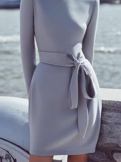 Dove Grey Belted Mini Dress