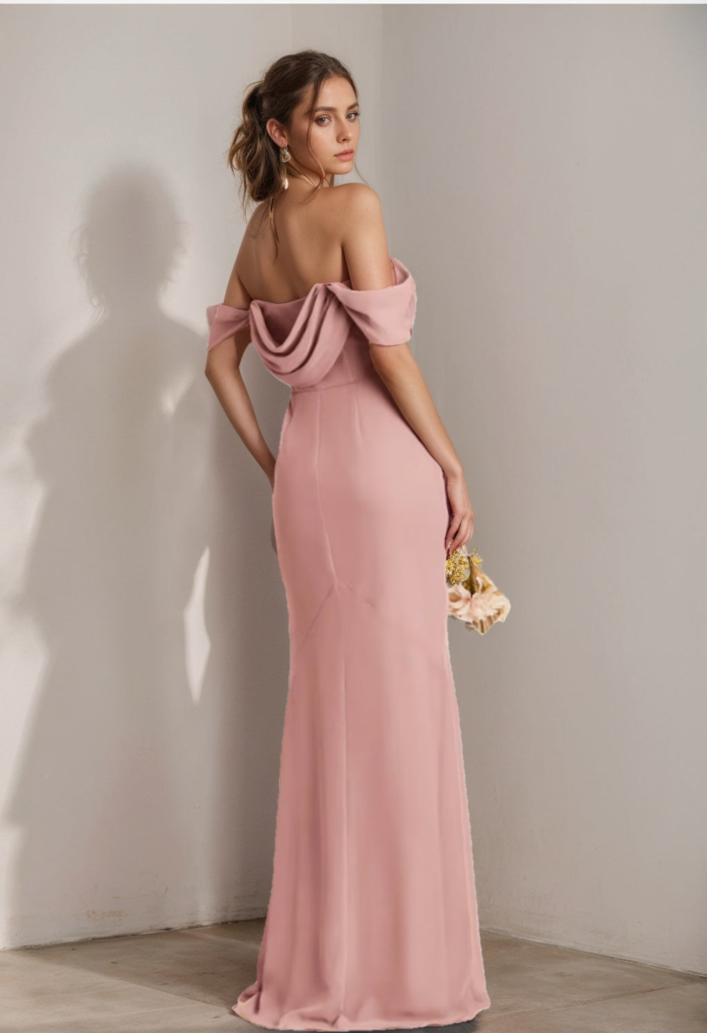 Strapless Sleeveless Floor-Length Bridesmaid Dresses with Split Side & Ruffles
