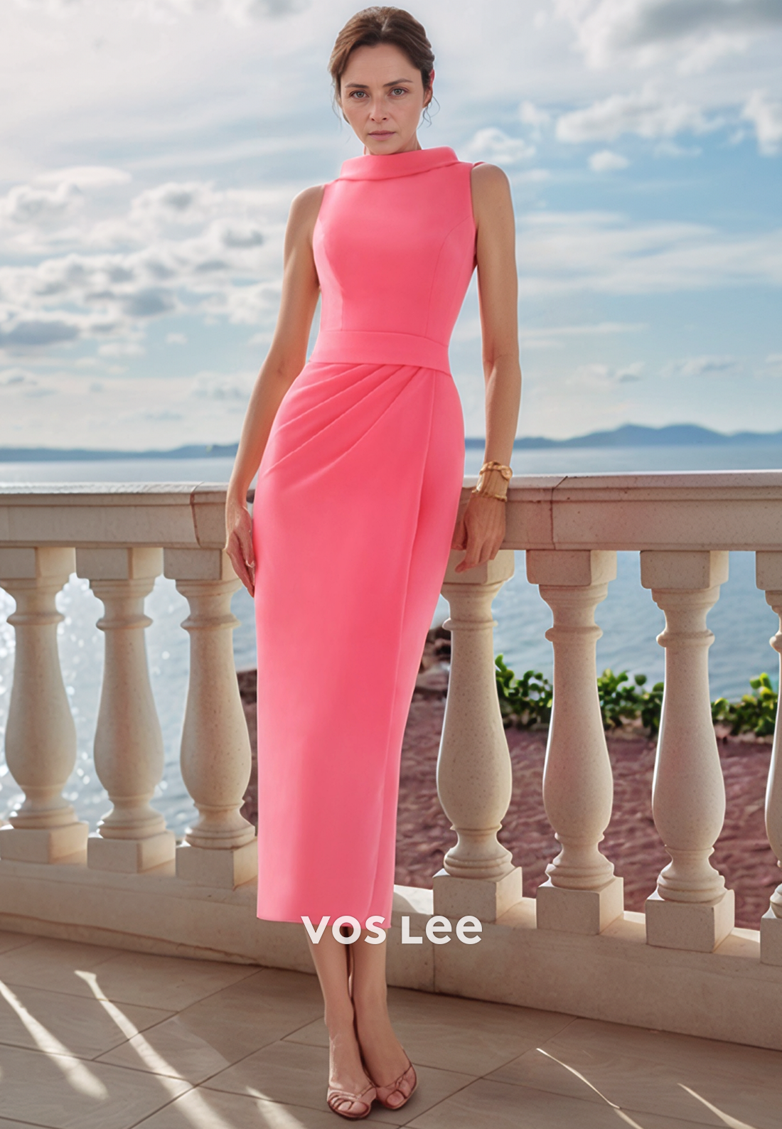 Knee-Length Empire Waist Ruched Mermaid Mother of the Bride Dresses VOS LEE Knee-Length Empire Waist Ruched Mermaid Mother of the Bride Dresses VOS LEE