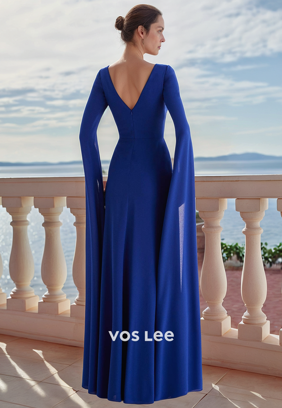 Couture Long Sleevees Scoop Floor-Length Pleated Mermaid Mother of Bride Dresses