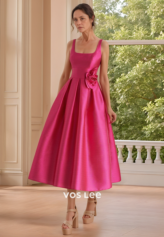 Elegant & Luxurious A-Line Square Floral Embossed Mother of the Bride Dresses