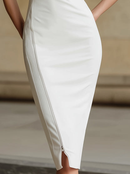 Stylish Sculpted Zip-Front Midi Dress