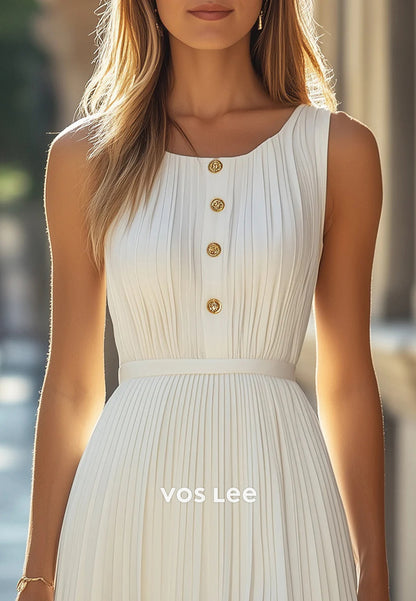 Short & Mini A-Line Scoop Pleated Classic Party Dresses Wedding Guest Dresses