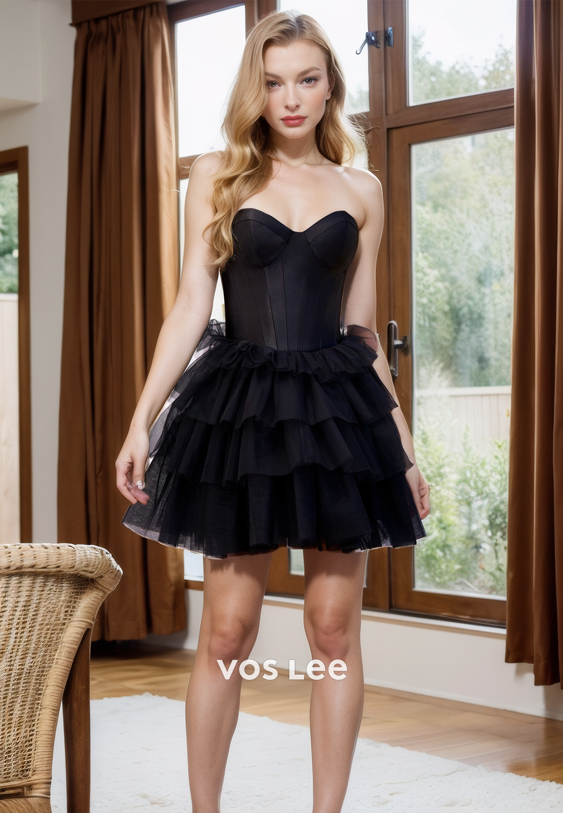 A-Line Sweetheart Satin Tulle Homecing Dress