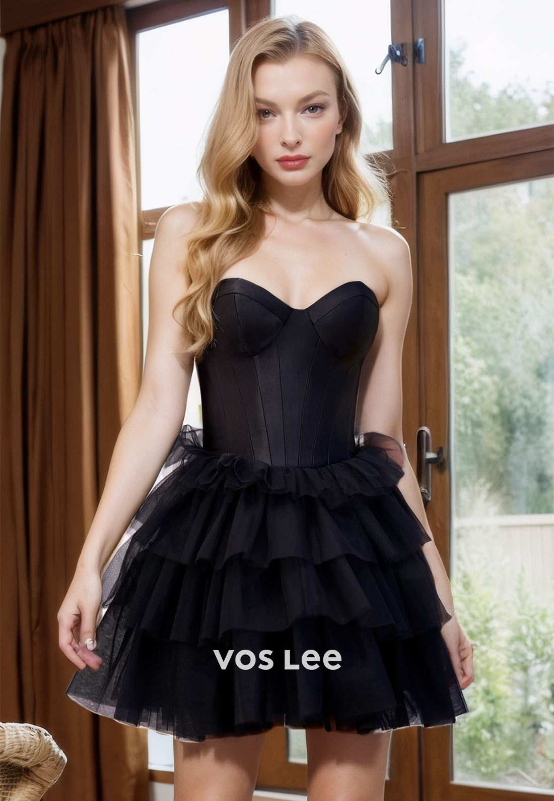 A-Line Sweetheart Satin Tulle Homecing Dress