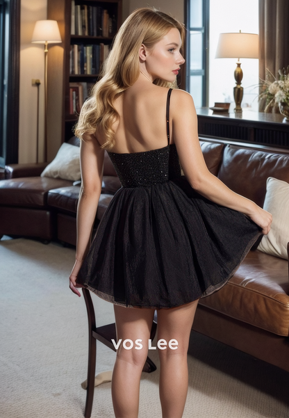 Cute&Charming Beaded Top A-Line Tulle Party Homecoming Dress