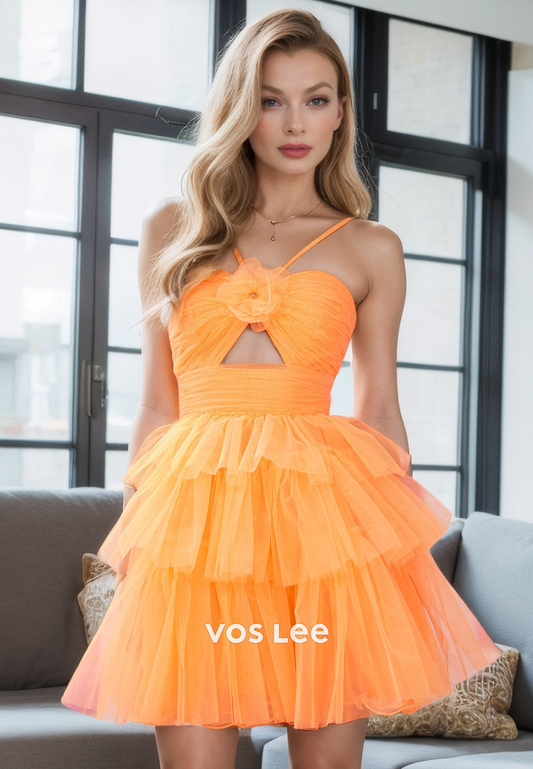 Pretty Cute Sweetheart Cutout A-Line Orange Party Dress