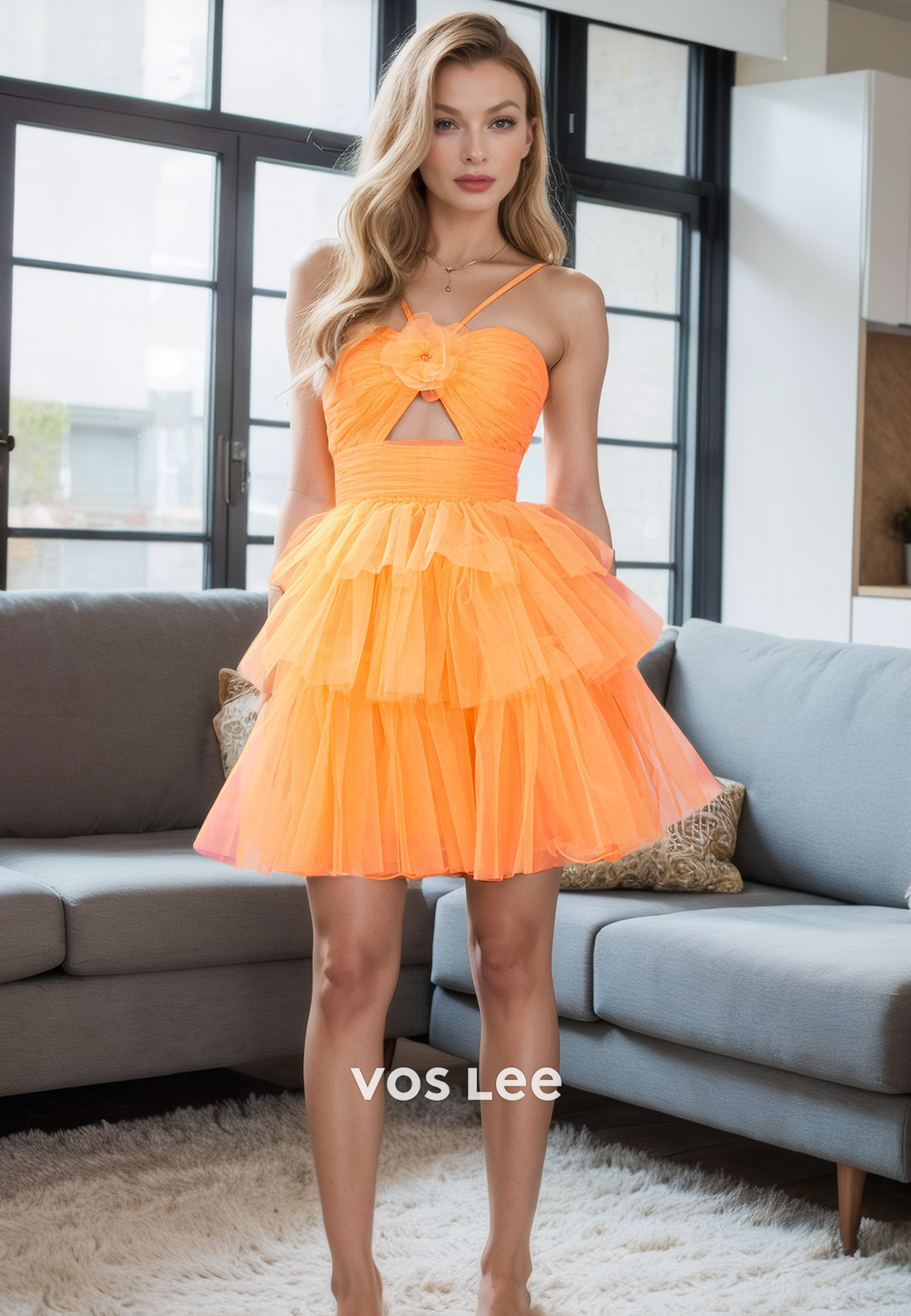 Pretty Cute Sweetheart Cutout A-Line Orange Party Dress