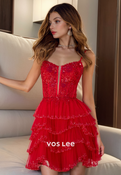 Cute&Charming Sequin Top A-Line Tulle Party Homecoming Dress