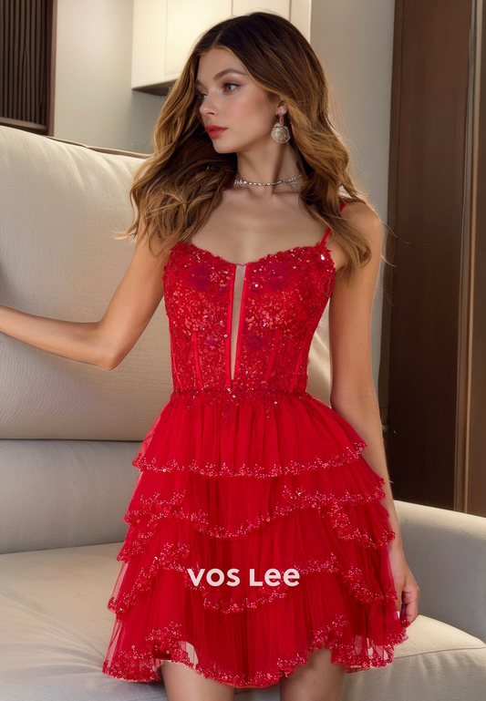 Cute&Charming Sequin Top A-Line Tulle Party Homecoming Dress