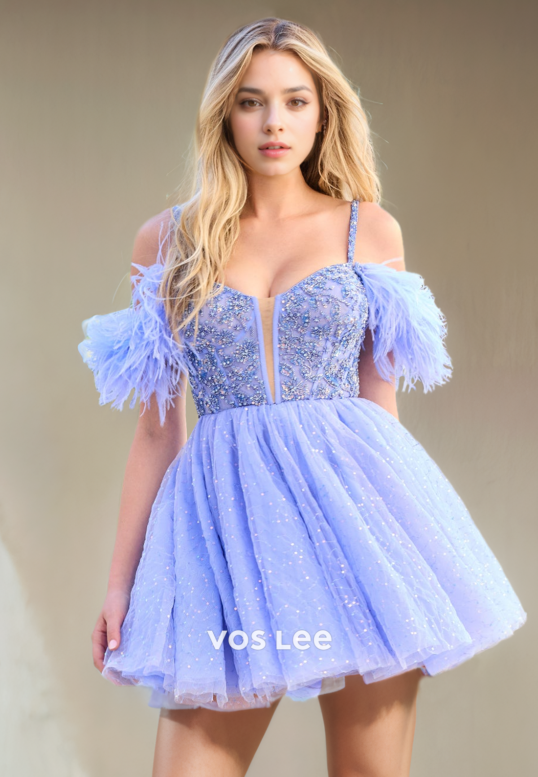 Gorgeous Sweetheart Spaghetti Straps Feathers A-Line Homecoming Dress Lace Up