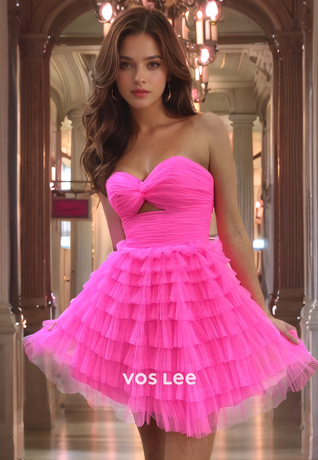 Pink Party Dress Sweetheart Short Tulle Homecoming Dress