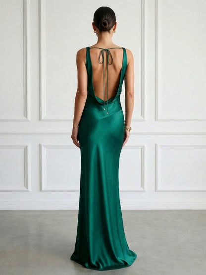 Peacock Blue V Neck Mermaid Maxi Dress Prom Dress