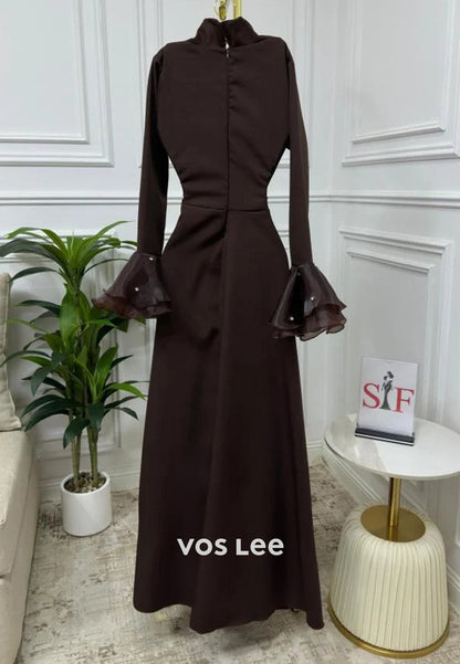 Gorgeous & Charming  A-Line Ankle-Length Rhinestone Pleated Evening Dresses