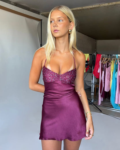 Cute Sheath Spaghetti Straps Purple Short Homecoming Dress with Beadin VOS LEE Cute Sheath Spaghetti Straps Purple Short Homecoming Dress with Beadin VOS LEE