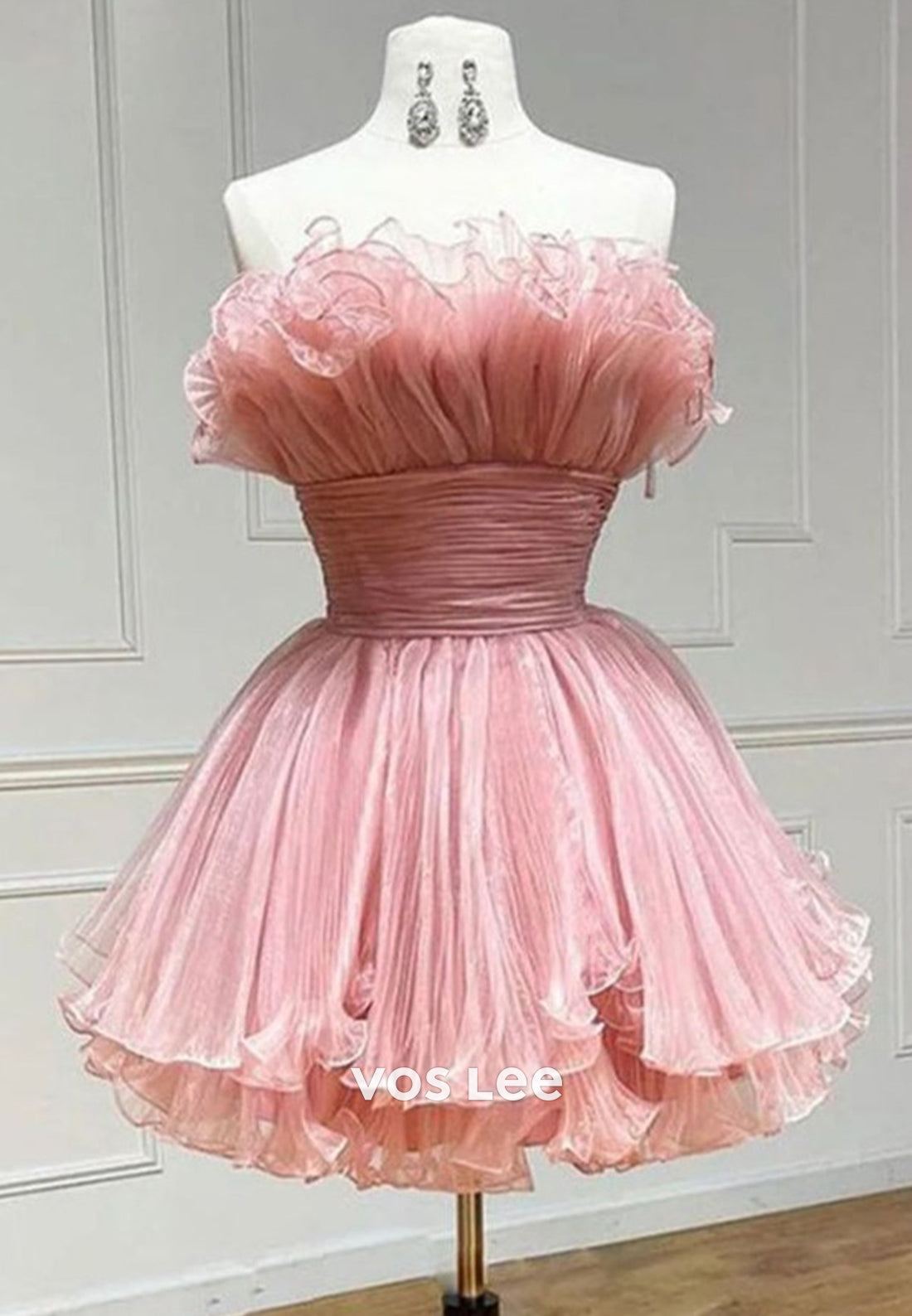 Couture & Classic A-Line Strapless Tulle Pleated Homecoming Dresses