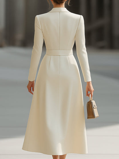 Chic Belted Blazer-Inspired Long Sleeve Midi Dress