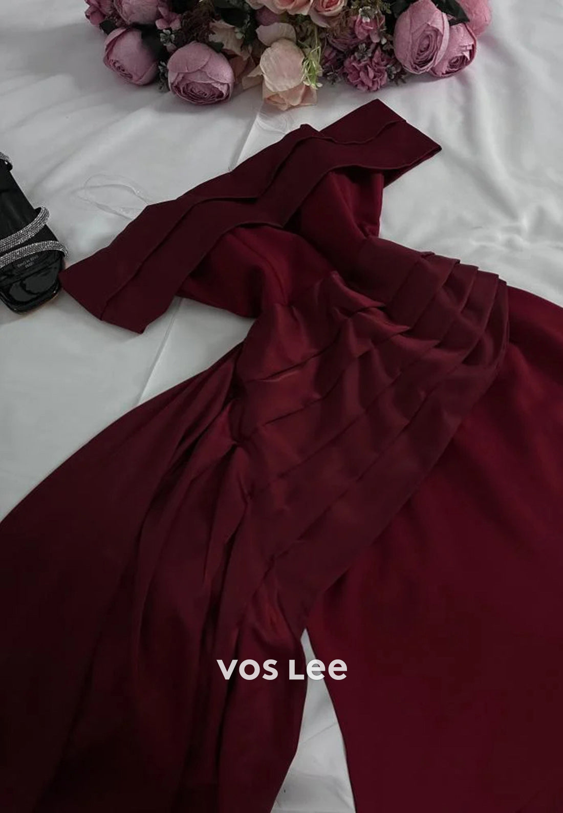 Classic & Timeless A-Line Pleated Off the Shoulder Evening Dresses with Court Train