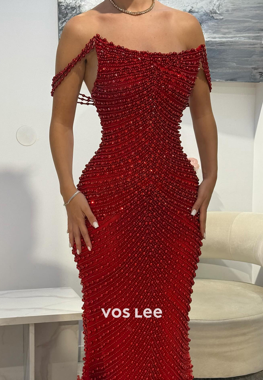 Sexy and Sleek Scoop Beading Floor-Length Mermaid Prom Dresses
