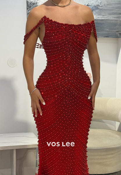 Sexy and Sleek Scoop Beading Floor-Length Mermaid Prom Dresses