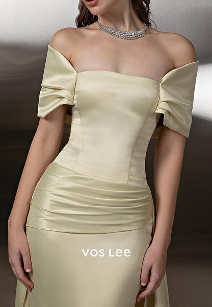 Classic & Timeless Off the Shoulder Mermaid Evening Dresses with Court Train