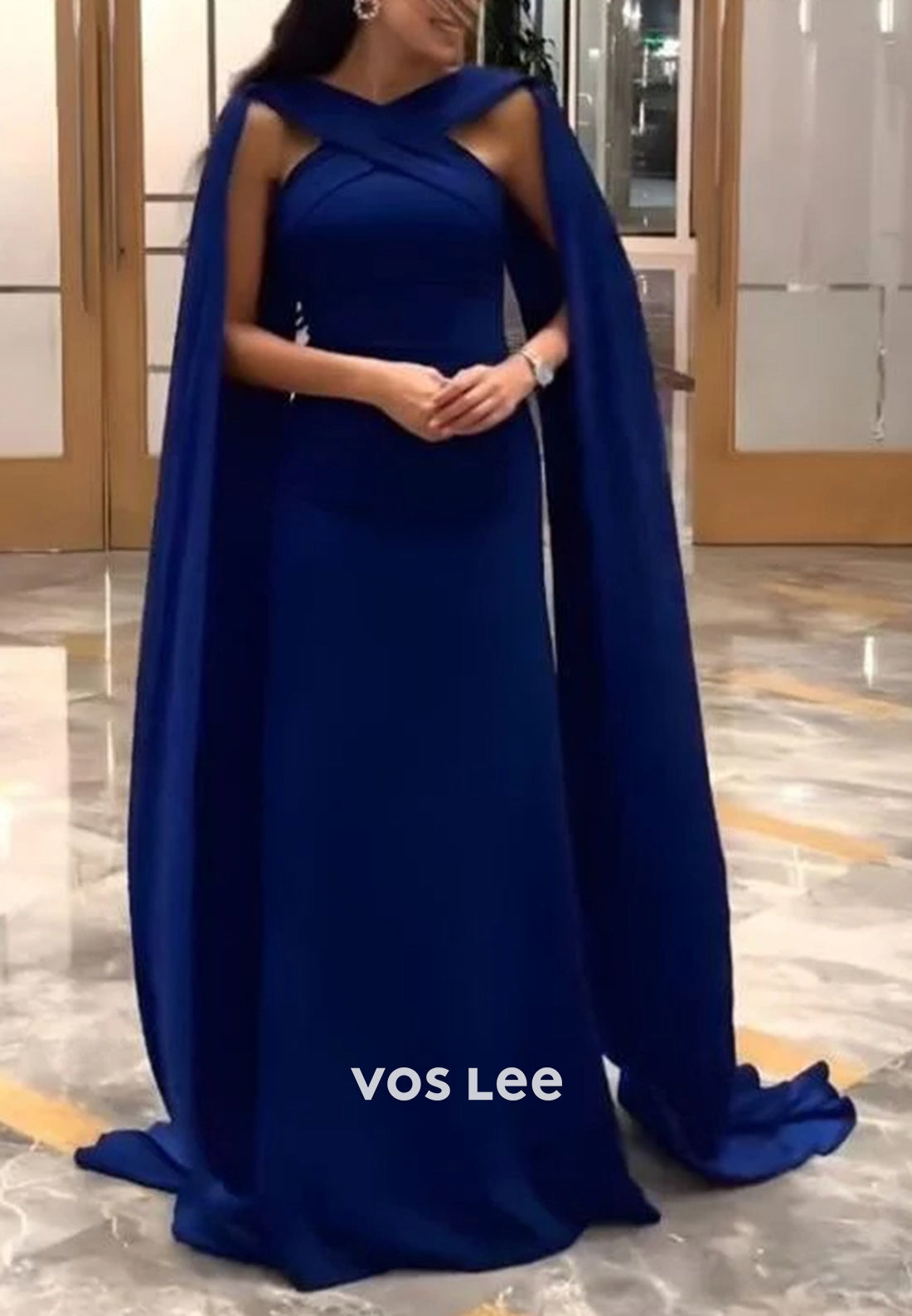 Classic A-Line Criss-Cross Straps Floor-Length Evening Dresses Formal Dresses
