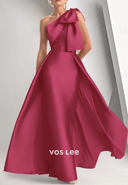 Sexy & Hot One Shoulder Bowknot Pleated Floor-Length Mermaid Evening Dresses