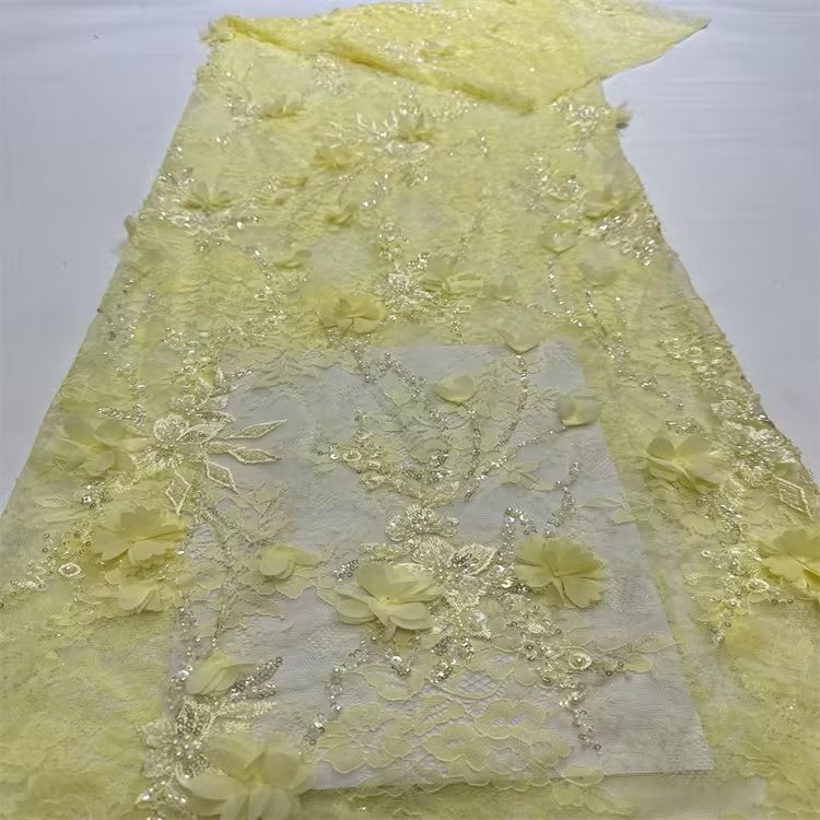 Elegant Yellow Floral Strapless with Train Evening Dress Prom Dress