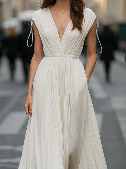 Effortlessly Graceful Pleated Maxi Dress Wedding Guest Dresses
