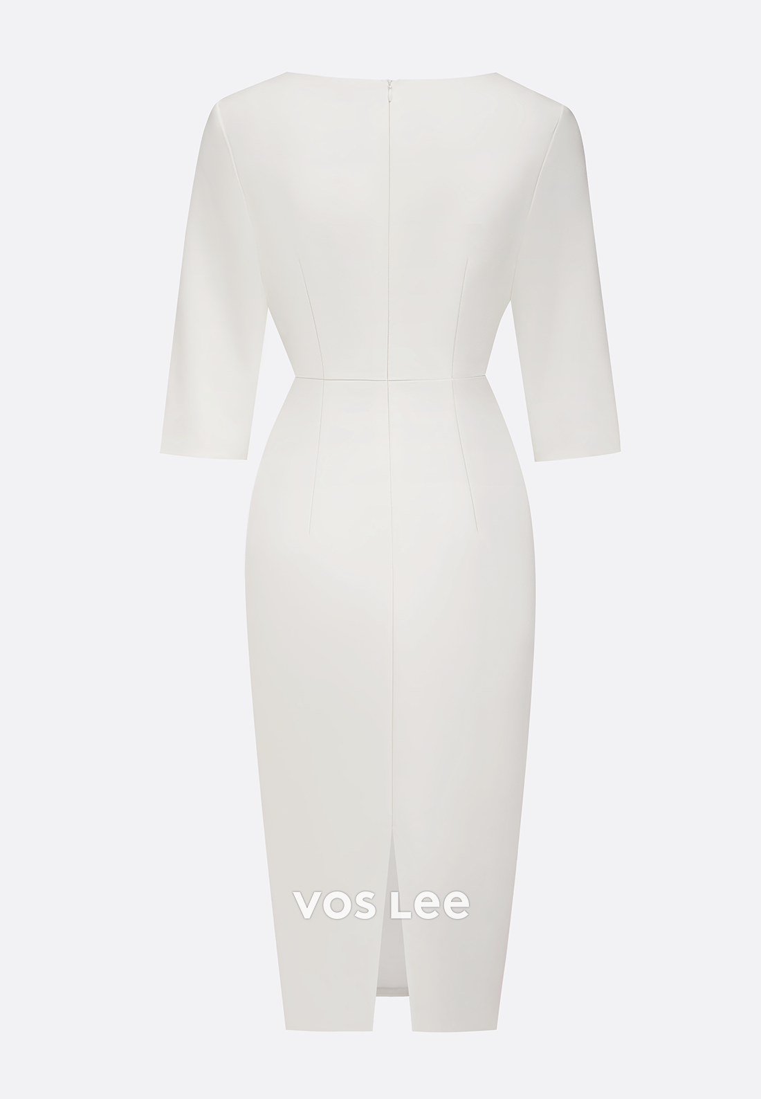 Elegant & Luxurious Scoop Half Sleeve Pearls Sheath Tea-Length Wedding Guest Dresses
