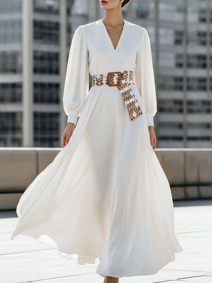 Elegant Maxi Dress With Statement Belt