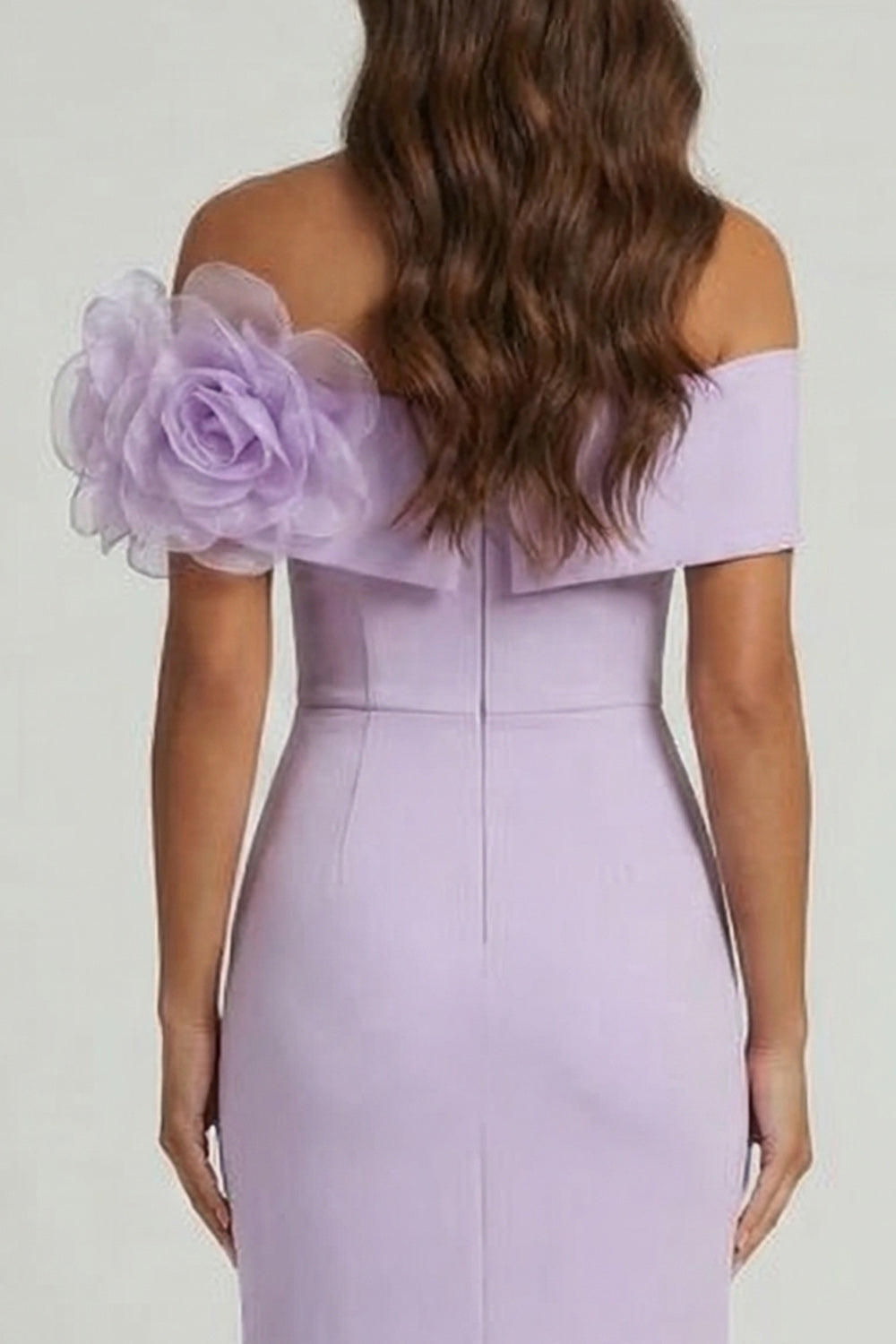 Off the Shoulder Lilac 3D FLowers Mermaid Long Mother of the Bride Dress with Slit