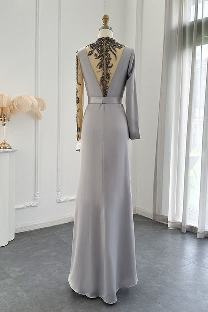 Mermaid Evening Dress Long Sleeves Floor Length With Appliques