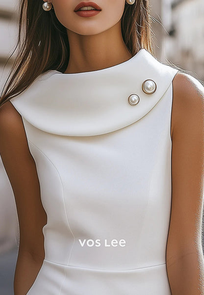 Mini & Short Empire Waist Scoop Pearls Mermaid Wedding Guest Dresses Party Dresses